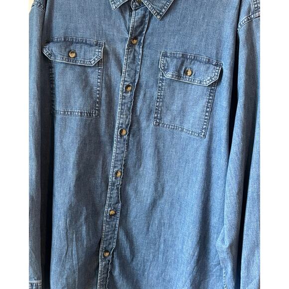 Wrangler Men’s Denim Button-Down Shirt 3XL Blue Stretch Chambray Western Casual - Picture 11 of 11